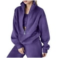 thumbnail image 1 of HBFAGFB Pantsuits for Women Casual Two Piece Outfits Long Sleeved Top and Sports Pants Purple Size XL, 1 of 5