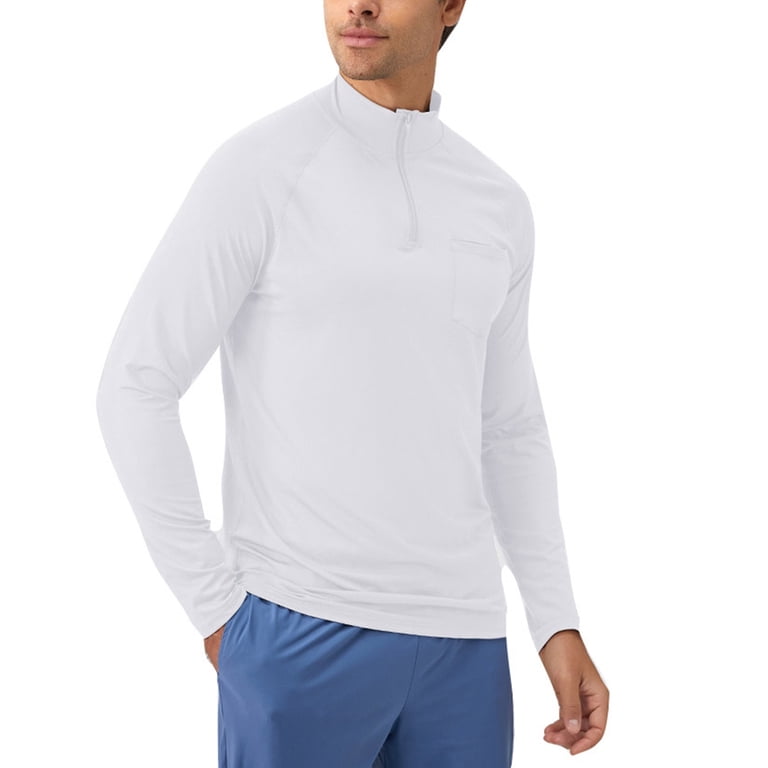 HBFAGFB Quarter Zip Pullover Men Long Sleeve Work Shirts Fitness 