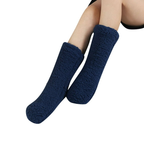 HBFAGFB Socks for Women Plush Thickened Autumn Winter Ladies Softness and Comfort Stockings Blue One Size