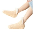 thumbnail image 1 of HBFAGFB Socks for Women Winter Warm Plush Thickened Slippers Socks Versatile Daily Wear Light Yellow Size S, 1 of 5