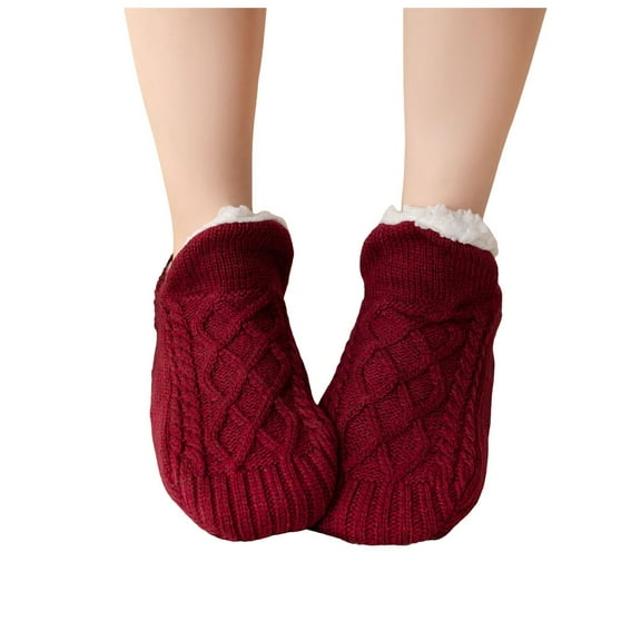 HBFAGFB Socks for Women Winter Warm Plush Thickened Slippers Socks Versatile Daily Wear Size L