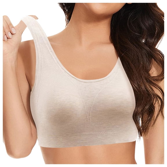 HBFAGFB Sports Bras for Women Simple and Breathable T Shirt Bra Ladies Seamless Underwear Khaki Size One Size