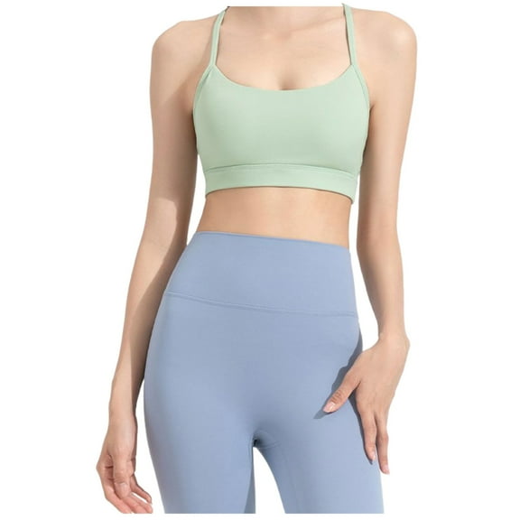 HBFAGFB Sports Bras for Women Thin Shoulder Strap Workout Yoga Underwear with Removable Pad Light Green Size S