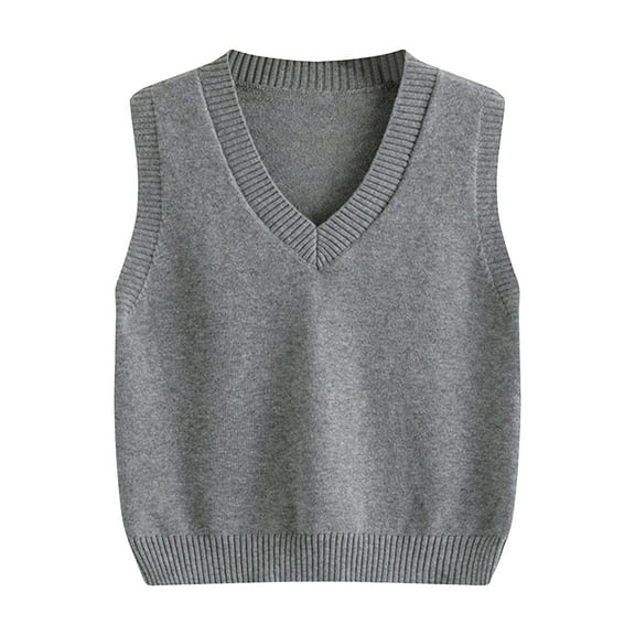 HBFAGFB Sweater Vest for Boys Fashion V Neck Knitted Sleeveless Tops Comfort Fall Clothes Grey Size 7Y
