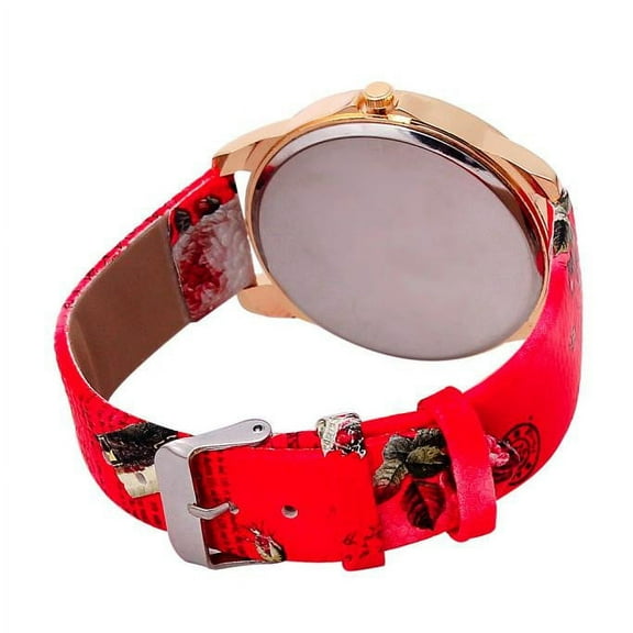 HBFAGFB Watches for Women Retro Tower Pattern Leather Band Analog Quartz Ladies Watches Red