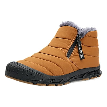 HBFAGFB Winter Boots for Men Non Slip Simple and Versatile Snow Shoes with Side Zipper Yellow Size 41