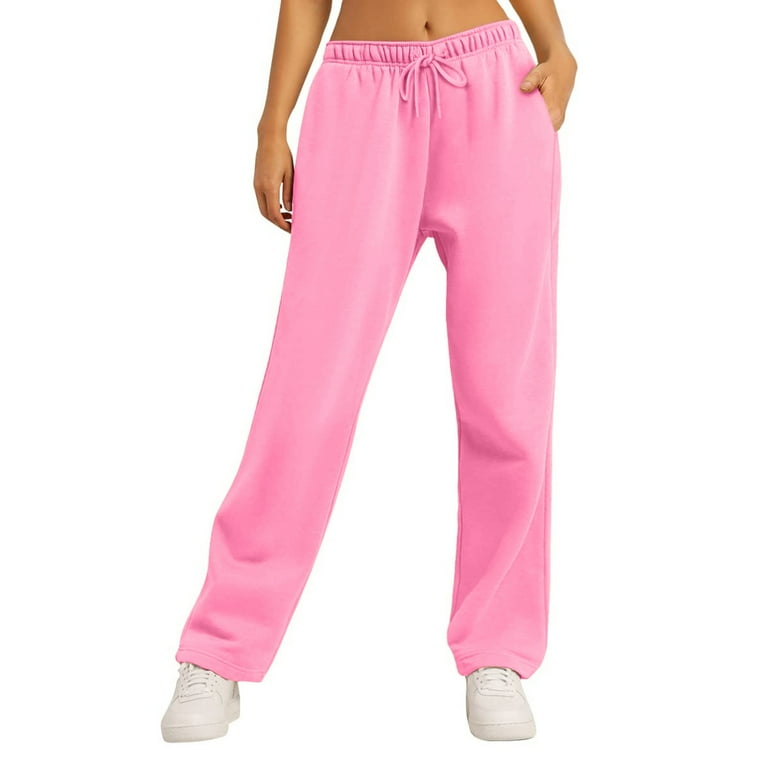 ☆NERDY☆ 22SS Women's NY Sweatpants Pink HBFAGFB Women's Pants Wide Leg Sweatpants Workout High