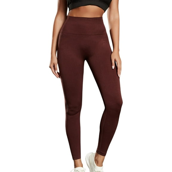 HBFAGFB Women's Yoga Pants Seamless Leggings Slim Sweatpants Breathable High Waisted Pants Brown Size L