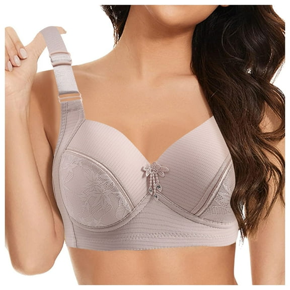 HBFAGFB Womens Bra Soft Wide Shoulder Strap Lace Edge Without Steel Ring Sleep Underwear Light Purple Size 44