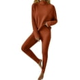 thumbnail image 1 of HBFAGFB Womens Pantsuit Two Piece Sets Fall Outfits Turtleneck Sweater Slim Fit Underpants Brown Size S, 1 of 7