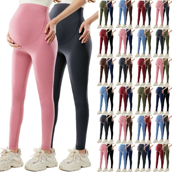 HBGVBA 2 PC Women's Maternity Pants,Maternity Active Yoga Leggings,High Waist Breathable Tight Leggings Belly Support Workout Full Length Pants