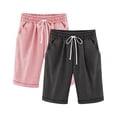 thumbnail image 1 of HBGVBA 2 Pack Girls Bermuda Shorts,Soild Color Shorts with Pockets,Boys Girls 3-13 Years 2 Piece Pack Solid Color Faux Linen Pocket Knee Length Shorts, 1 of 5