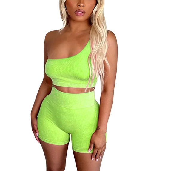 HBGVBA 2 Piece Yoga Outfits Set,Active Wear Suits for Women,Solid Color Yoga Tank Top Shorts Slim Fitted Casual Active Outfit Set