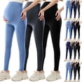 thumbnail image 1 of HBGVBA 3 PC Women's Maternity Leggings,Over Belly Pregnancy Active Wear,High Waist Breathable Slim Leggings Belly Support Workout Full Length Pants, 1 of 5