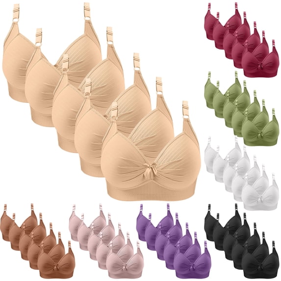 HBGVBA 5 PC Wireless Bras for Women Lightly Lined Seamless Underwire Free Comfortable Bralette