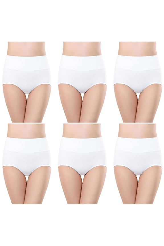 6 Pack Womens High Waisted Stretch Cottons Briefs,Briefs Seamless Stretch Fabric Breathable Soft Daily Underwears Briefs