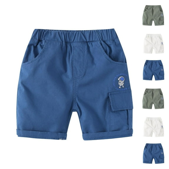 HBGVBA Boy's Summer Shorts,Casual Bottoms for Boy,Boys 2 To 7 Years Astronaut Printed Cargo Shorts Elastic Waist Outdoor Wear Bottoms