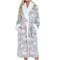 thumbnail image 1 of HBGVBA Comfortable Thick Long Sleeve Robe for Women,Cozy Warm Bathrobe,Loungewear Sleepwear, 1 of 5