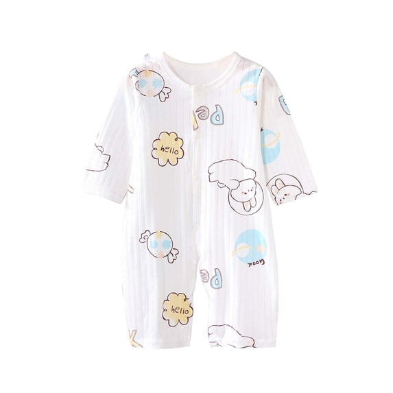 HBGVBA Cottons Jumpsuit for Toddler Baby,0-24 Months Print Long Sleeve Open Front Thin Loose 1 Piece Sleepwear Casual Romper