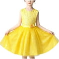 thumbnail image 1 of HBGVBA Girl Princess Dresses,Party Tiered Dress,4-15 Years Star Sequin Mesh Crew Neck Performance Competition Dance Dress, 1 of 5
