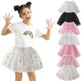 thumbnail image 1 of HBGVBA Girl's Sparkly Sequin Skirt,Priness Ballroom Dance Wear,Kids 2-14 Years Solid Embroidered Mesh Elegant Princess Style Skirt, 1 of 5