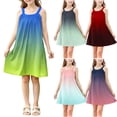thumbnail image 1 of HBGVBA Girl's Summer Cami Dresses,Casual A-Line Dress,4-15 Years Gradient Tank Spaghetti Strap Dress, 1 of 5