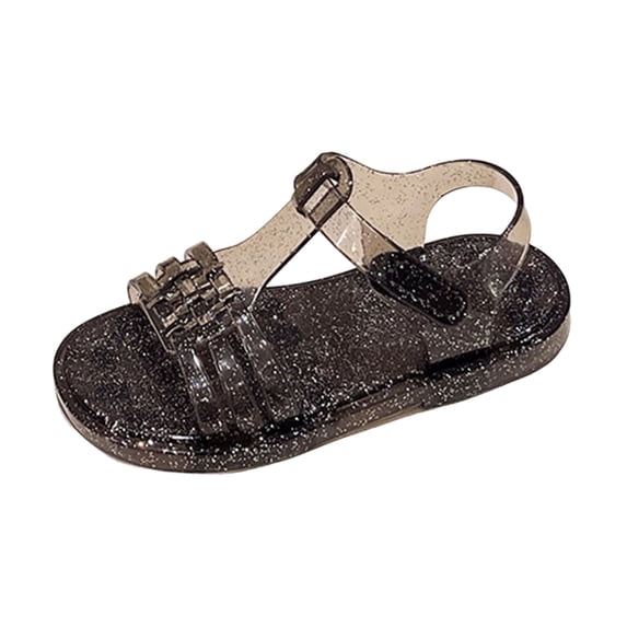 HBGVBA Girls Jelly Sandals Open-on Toes,Soft Sole Crystal Comfortable Lightweight Princess Style Summer Beach Sandals