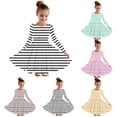 thumbnail image 1 of HBGVBA Girls Stripe Skater Twirl Dress Long Sleeve Crew Neck Dresses Halloween Print Light Layer Garment For Fall Cool Weather, 1 of 5