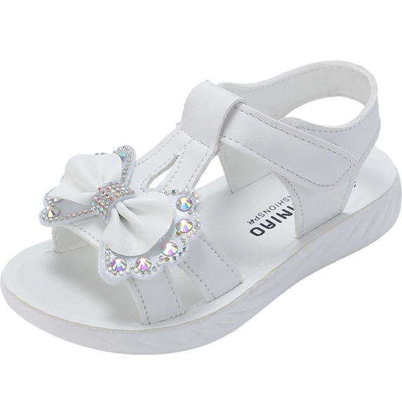 HBGVBA Girls Summer Casual Sandals,Big Kids Princess Open Toe Sandals Bow Rhinestone Summer Beach Outdoor Sandals