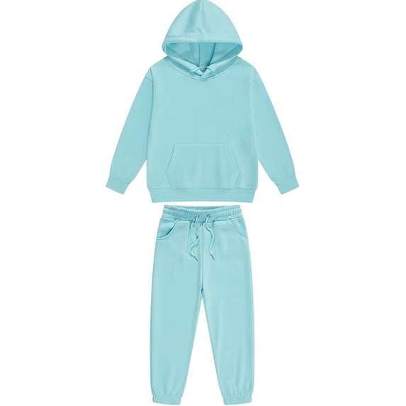 HBGVBA Hoodies Set for Teen Girl 2 Piece Sweatsuit Outfits Fall Winter Long Sleeve Pullover Sweatshirt Jogger Pants Activewear Outfit