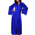 thumbnail image 1 of HBGVBA Long Robe for Women Plus Size,Solid Color Long Sleeve Lace Patchwork Loose Home Bathrobe Comfortable Daily Loungewear Robe, 1 of 5