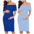 thumbnail image 1 of HBGVBA Maternity Casual Dress,Maternity Short Sleeve Dress,Sleeveless Ruffle One Shoulder Bodycon Knee Length Dress with Ruffles, 1 of 3