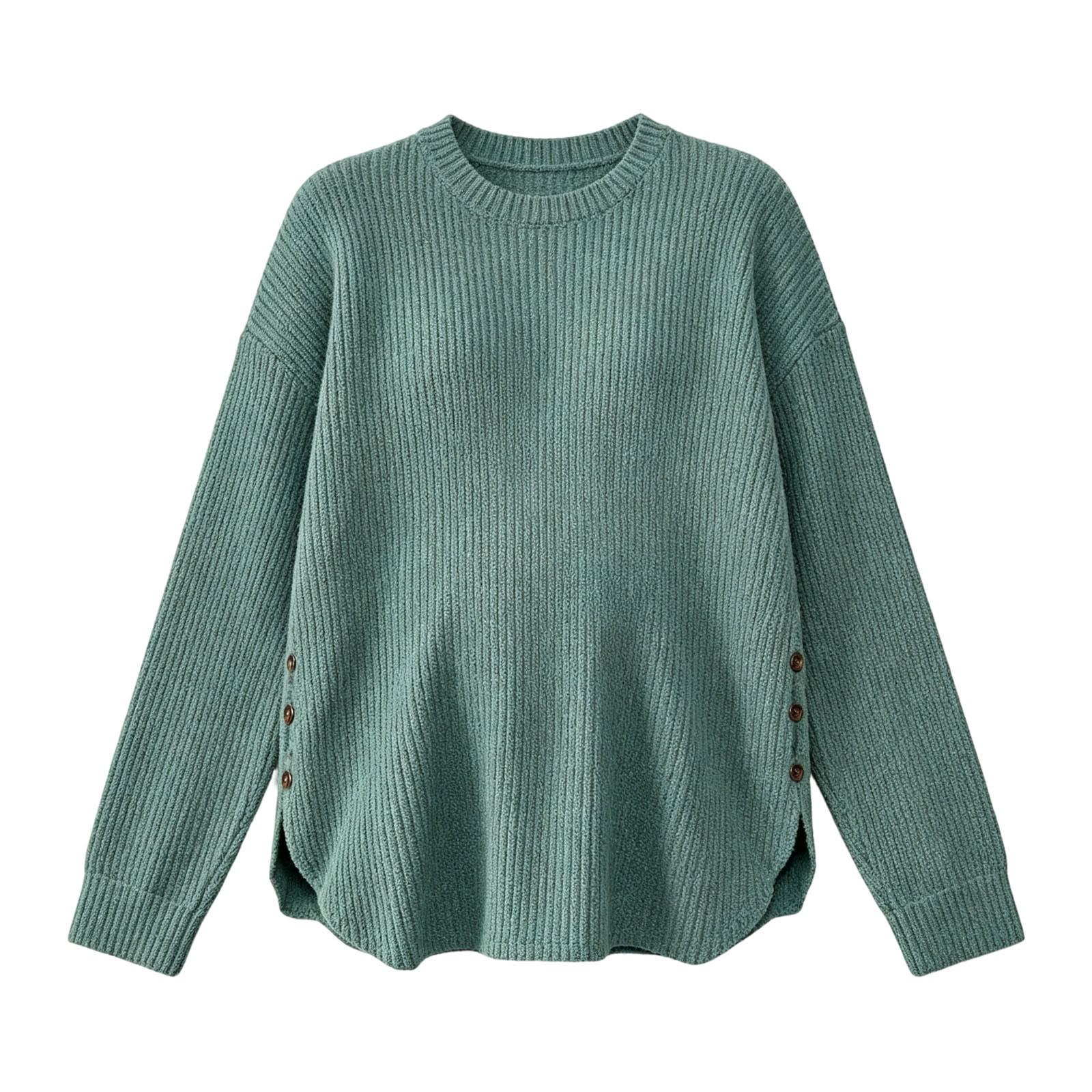 HBGVBA Maternity Crew Neck Rib Knit Pullover Sweater,Decorative Side ...