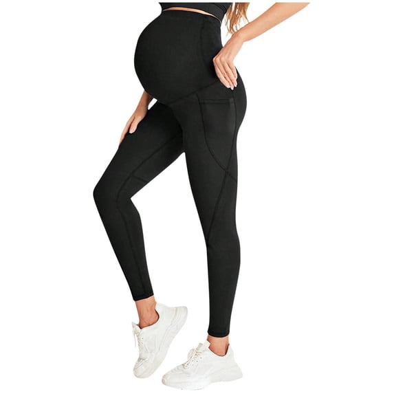HBGVBA Maternity Women Leggings,Maternity Active Yoga Pants,Fast Dry Workout Pants Big Pockets Tight High Waist Full Length