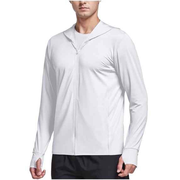 HBGVBA Men Sun Protection Jacket,Long Sleeve Activewear,Sun Protection Hooded Jacket with Arm Sleeves Zip Pockets Fitness Tops