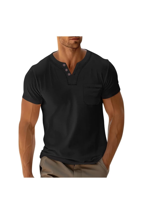 Men's Basical T-Shirts,Short Sleeve Tees for Men,Men's V Neck T-Shirts Solid Color With Pocket Short Sleeve Lightweight Casual Daily Outdoor Vacation Wear Tops