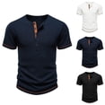 thumbnail image 1 of HBGVBA Men's Casual Loose T-Shirts,Athleisure Muscle Tees,Short Sleeve Crewneck 2 Tone Button Ribbed Fashion Stretch Comfortable Summer Daily Leisure Wear, 1 of 5
