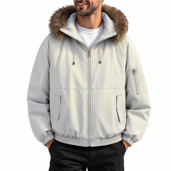HBGVBA Men's Hooded Winter Parka Coat,Thick Insulated Bomber Jacket ...