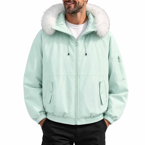 HBGVBA Men's Hooded Winter Parka Coat,Thick Insulated Bomber Jacket ...