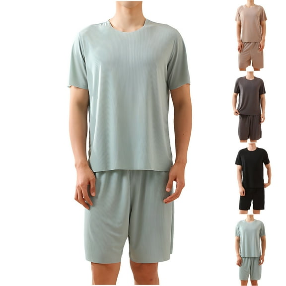Bovxnpu Men's Pajamas Set Loungewear Sleepwear, Men's Pajamas Set Casual Short Sleeve Shirts and Shorts Soft 2 Piece Loungewear