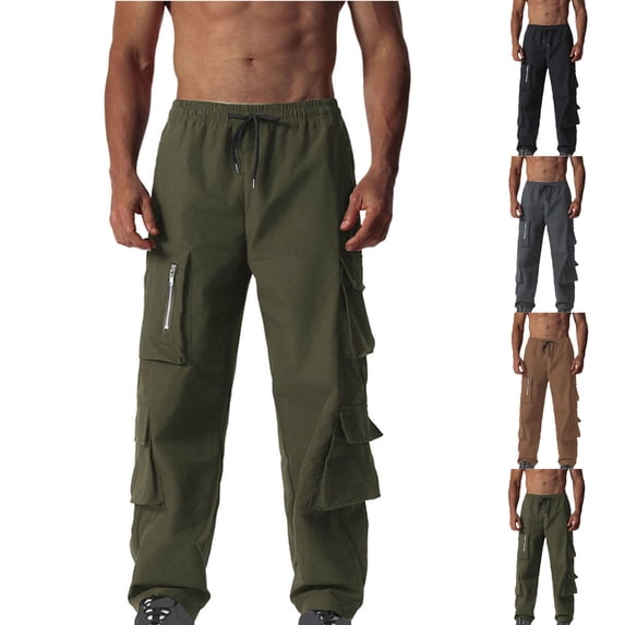 HBGVBA Men's Pants,Trousers for Men,Men's Solid Color Cargo Pants Heavy Duty Workwear Outdoor Comfortable Daily Wear Pants