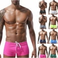 thumbnail image 1 of HBGVBA Men's Swim Trunks Briefs,Swimsuits with Drawstring,Solid Elastic Waist with Pocket Swimwear for Vacation, 1 of 5