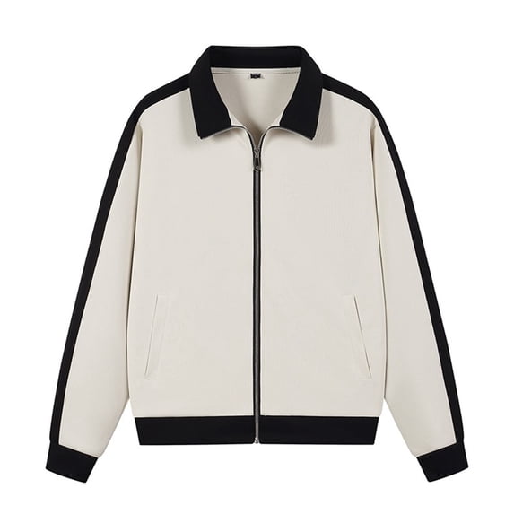 HBGVBA Men's Track Jacket, Stand Collar Full‑Zip Color Blocked Sport Coat, Contrast Stripe Ribbed Cuff Outerwear for Gym Running Daily Casual Wear
