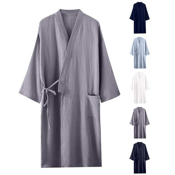 Bovxnpu Mens Bathrobes, Men's Bathrobe Lightweight and Hooded Spa Robes Soft Sleepwear