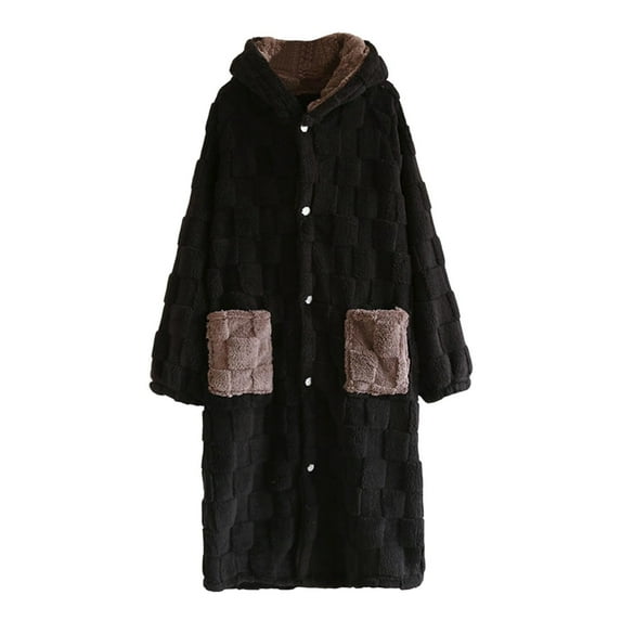 Bovxnpu Mens Bathrobes, Mens Fleece Robe Plushed Cozy Warm Bathrobe Fuzzy Male Spa Long Robe Winter Loungewear Sleepwear