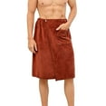 thumbnail image 1 of Bovxnpu Mens Bathrobes, Mens Fleece Shower Wrap Adjustable Bath Gym Cover Up with Snaps, 1 of 5