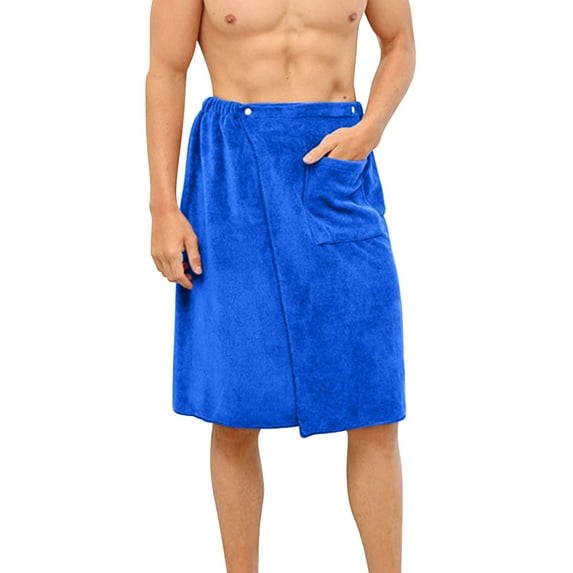 Bovxnpu Mens Bathrobes, Mens Fleece Shower Wrap Adjustable Bath Gym Cover Up with Snaps