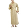 thumbnail image 1 of Bovxnpu Mens Bathrobes, Mens Robes Full Length Plushed Fleece Long Robe for Men Bathrobe Shawl Collar Warm Winter House Robes, 1 of 7
