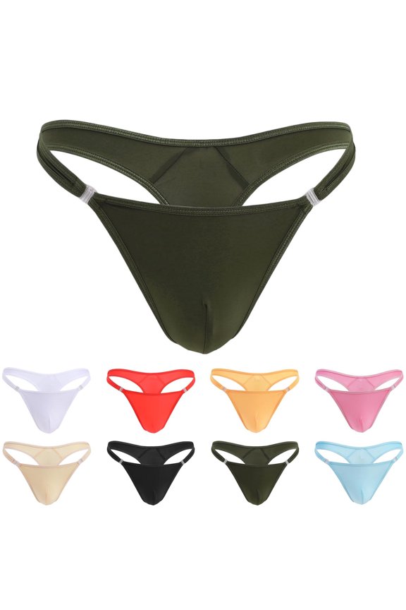 Mens Bikini Underwears,Solid Color Ice Silk Low Waist Briefs Stretch With Snap Button