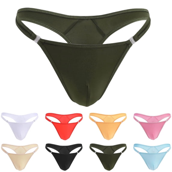 HBGVBA Mens Bikini Underwears,Solid Color Ice Silk Low Waist Briefs Stretch With Snap Button